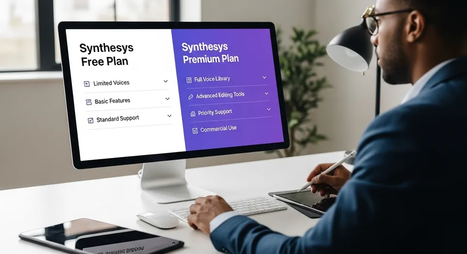 usuario analisa comparativo dos planos syntheses free e premium