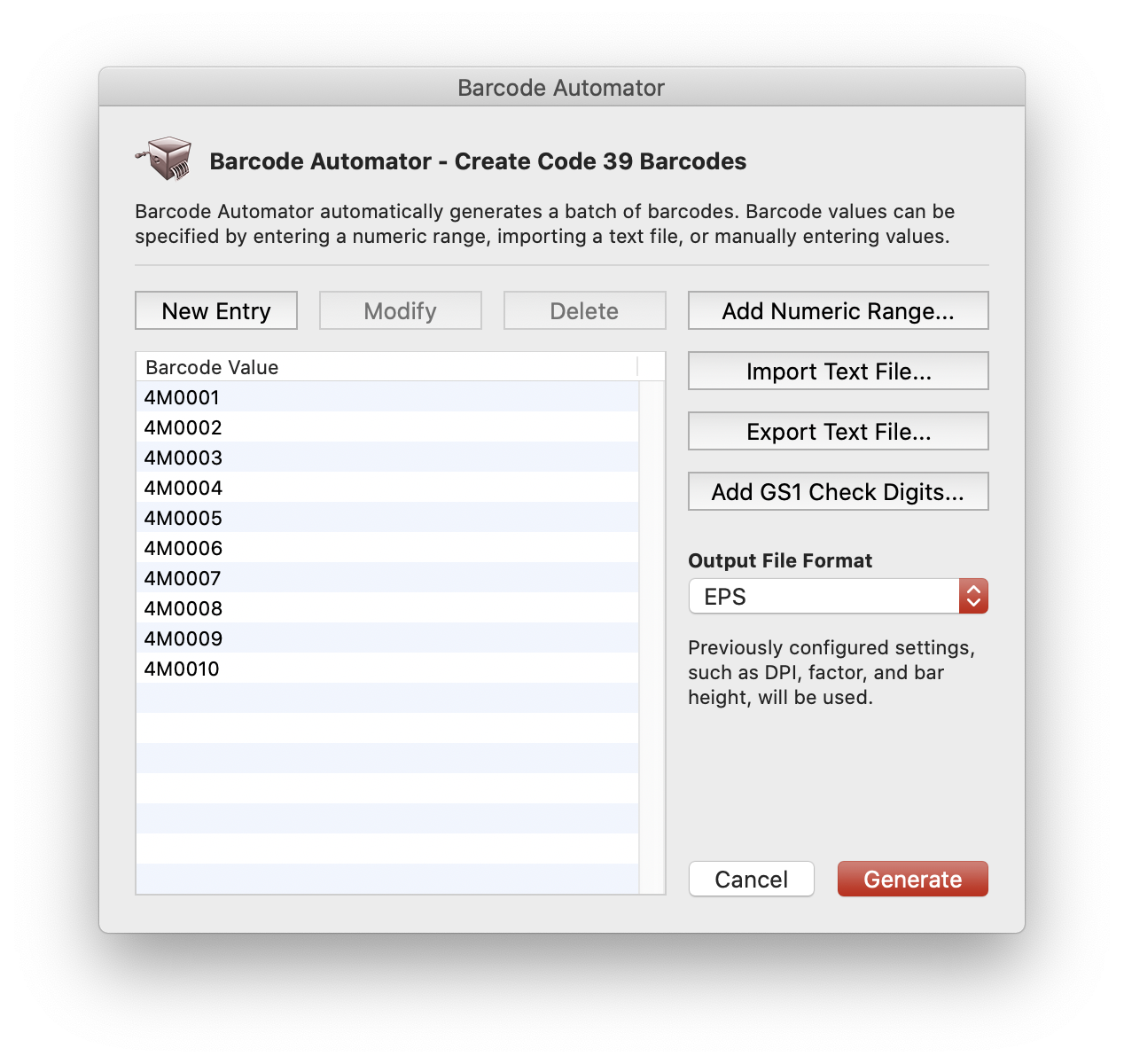 Select an Output File Format