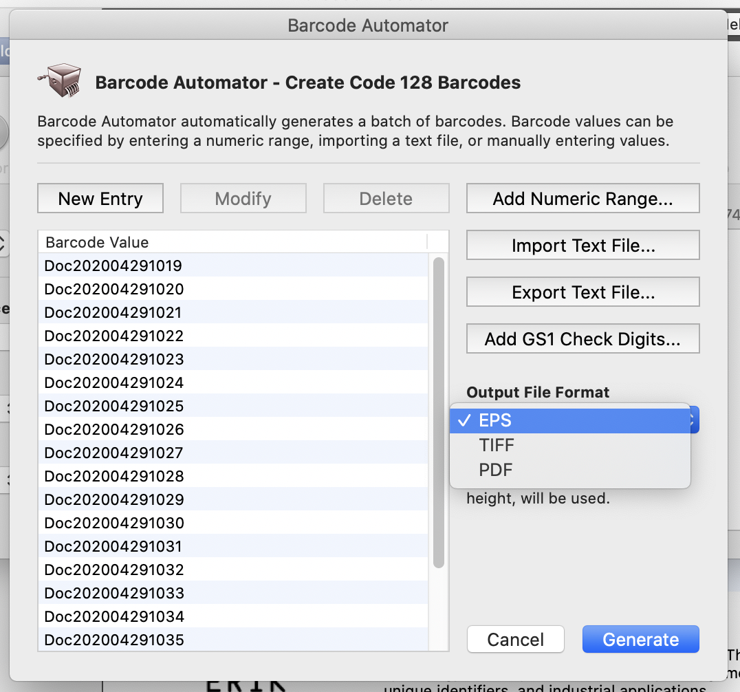 Output File Format setting