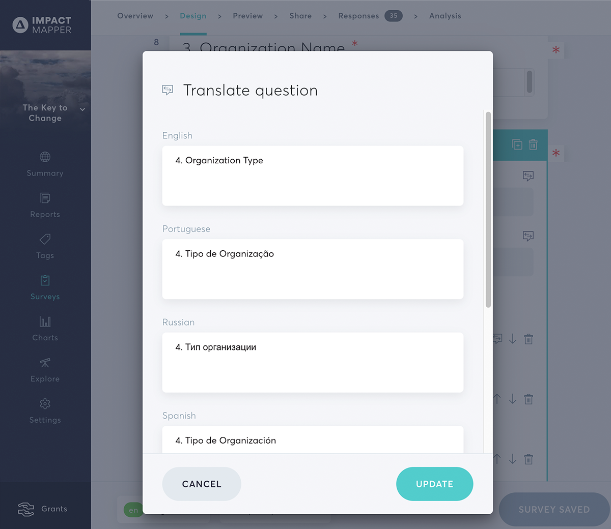Multi-lingual surveys