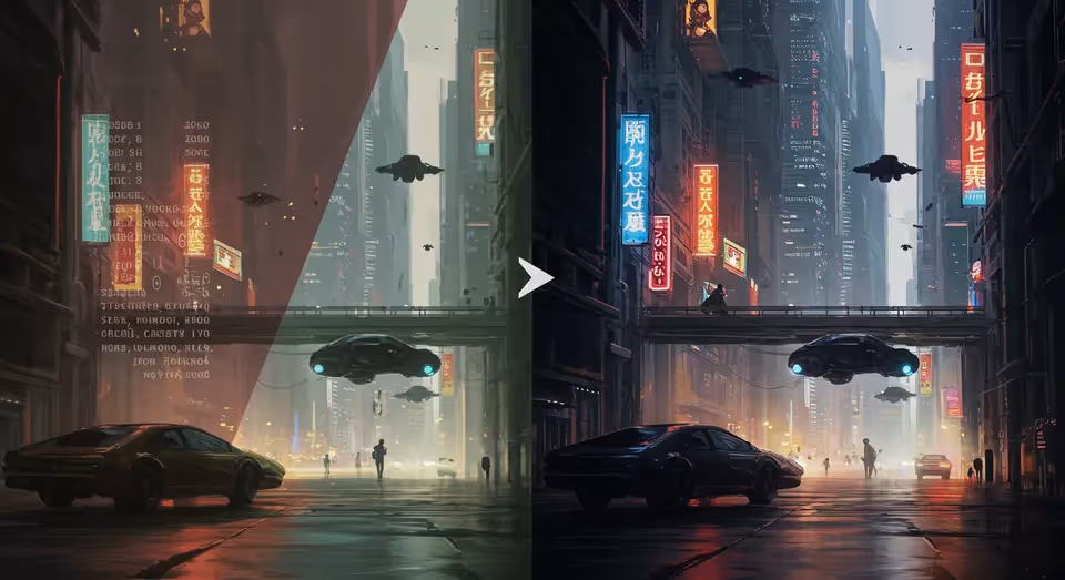 Cidade futurista com carros voadores e neon