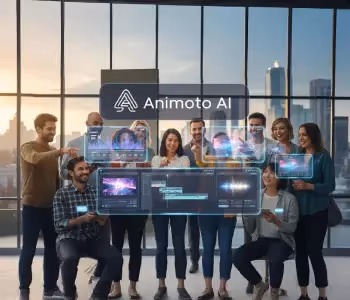 Grupo de pessoas demonstra edição criativa com Animoto AI