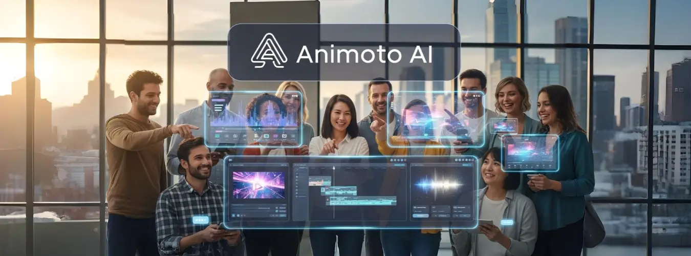 Equipe animada usa Animoto AI para criar vídeos digitais