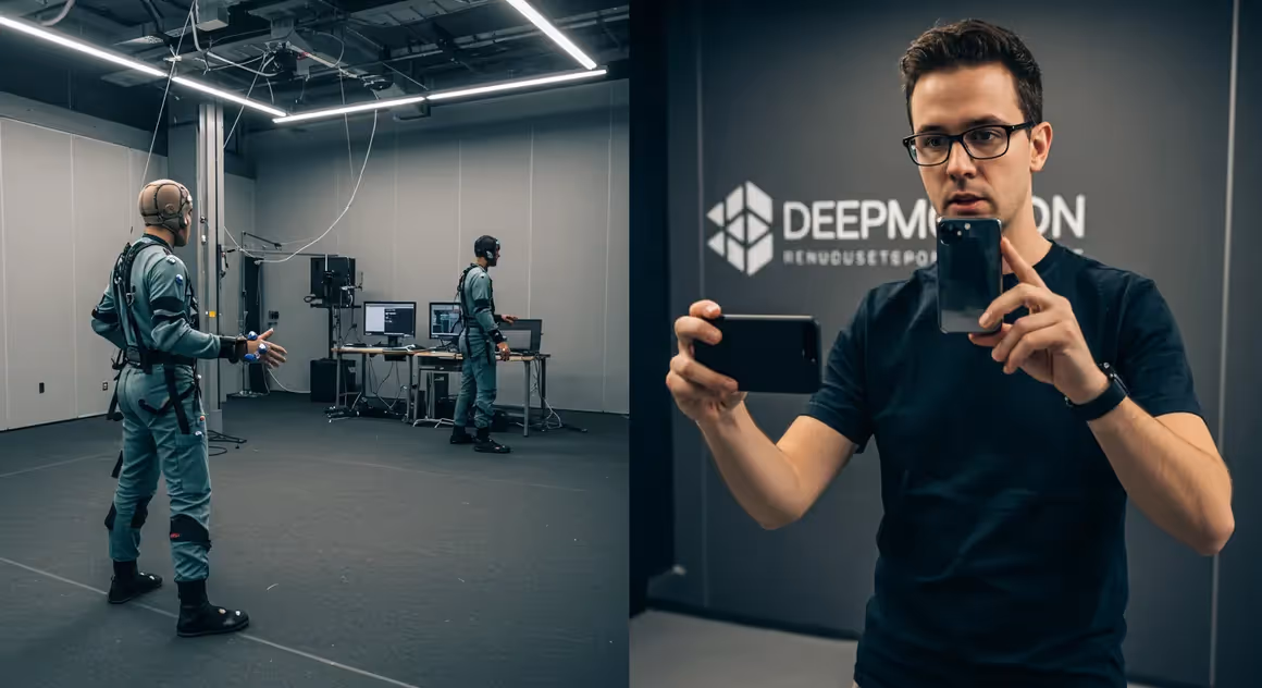 Duas imagens de captura de movimento e processamento de dados.