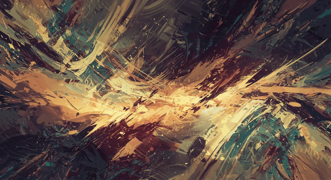 Arte abstrata digital com explosão de cores intensas