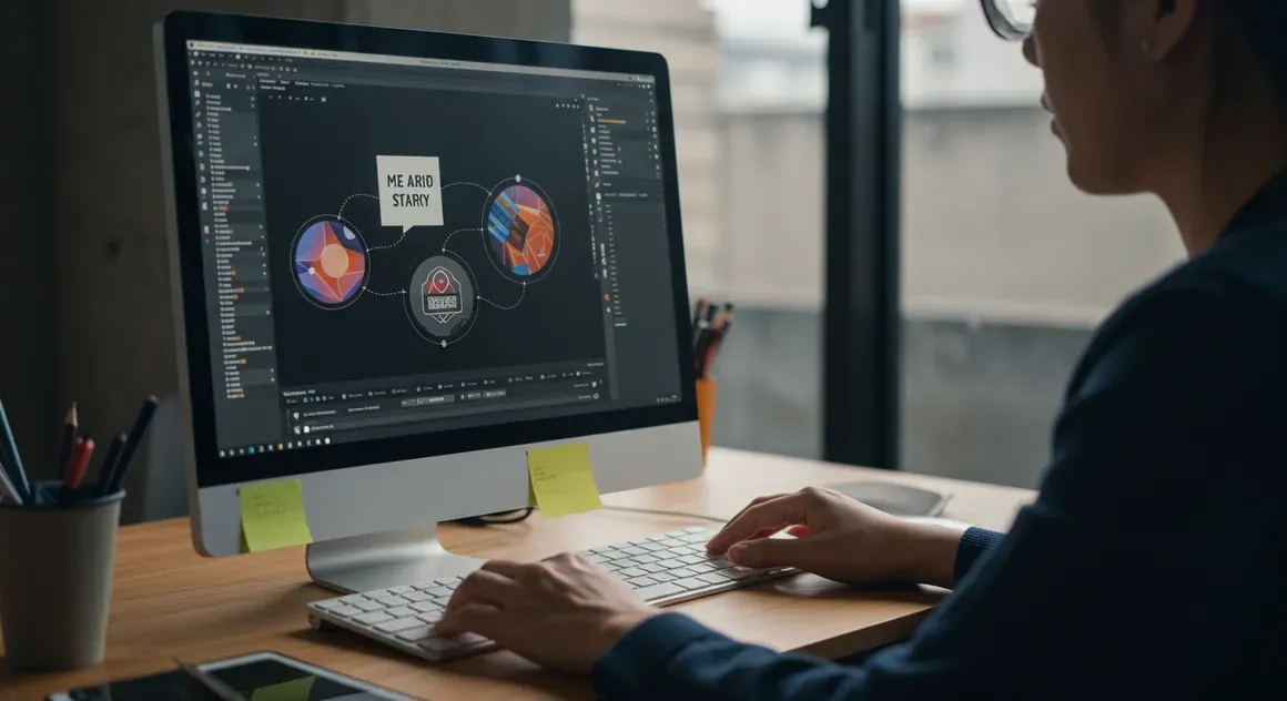Designer editando gráficos digitais em dois monitores