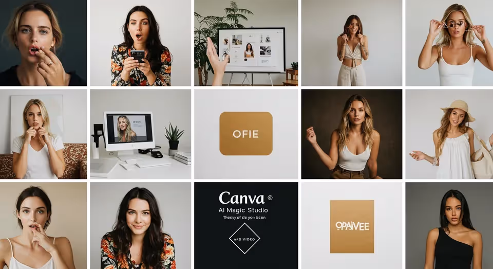 Painel do Canva AI Magic Studio com modelos e fotografias