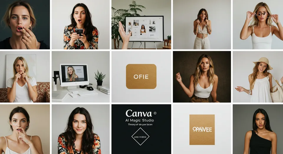 Painel do Canva AI Magic Studio com modelos e fotografias