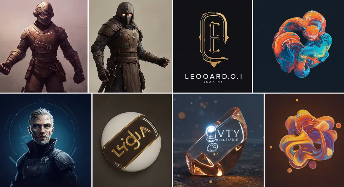 Artes conceituais e logotipos criados por inteligência artificial