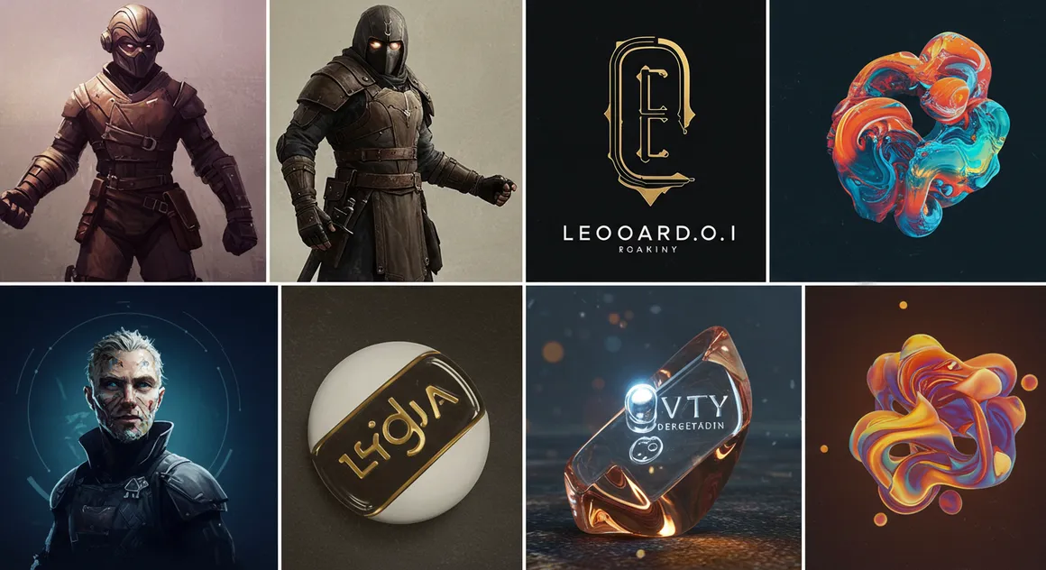 Artes conceituais e logotipos criados por inteligência artificial