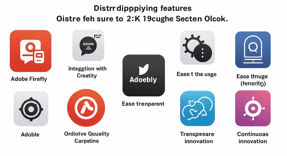 Ícones de softwares Adobe com textos distorcidos