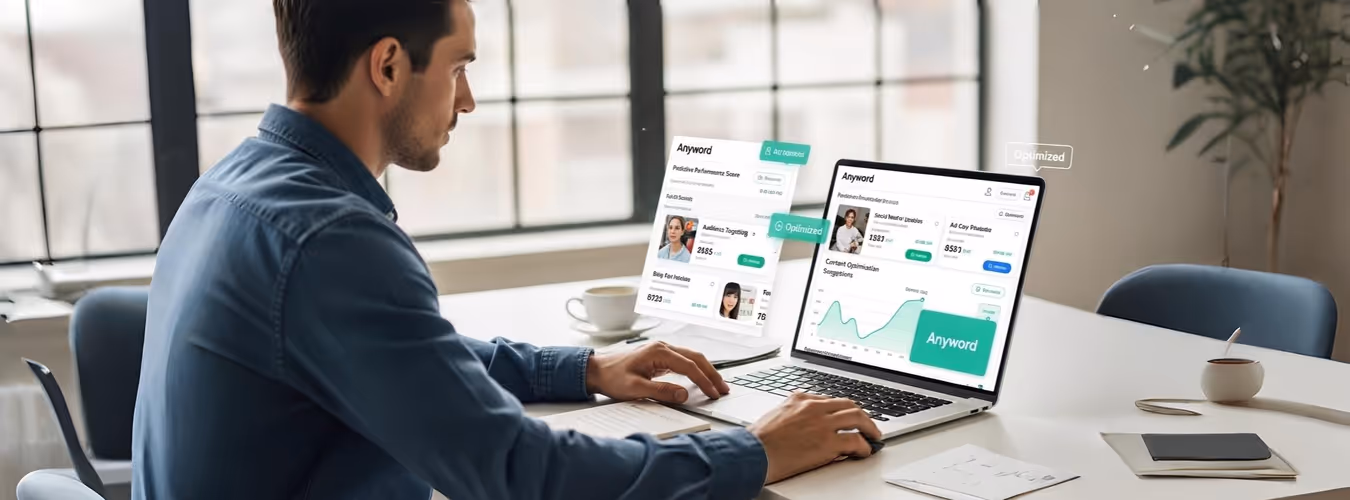 Profissional usando notebook com gráficos e relatórios