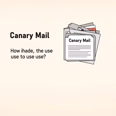 Logo Canary Mail ao lado de pilha de correspondências e e e.