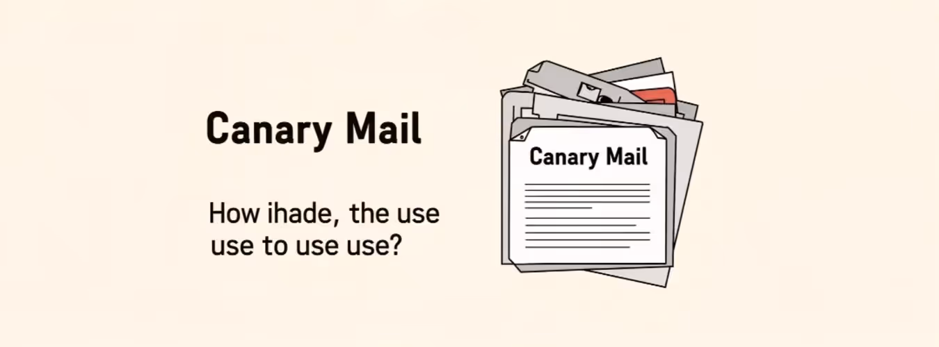 Banner do Canary Mail com ilustração de pilha de cartas e e.