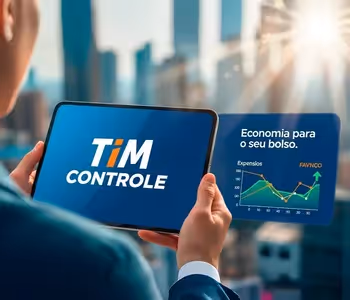 Banner TIM Controle com gráfico e sol: economia no seu bolso