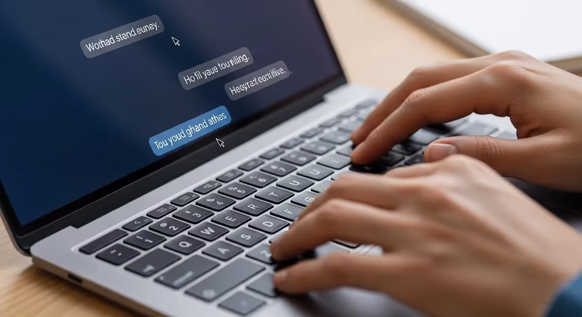 Pessoa digita mensagens estranhas em chat de notebook