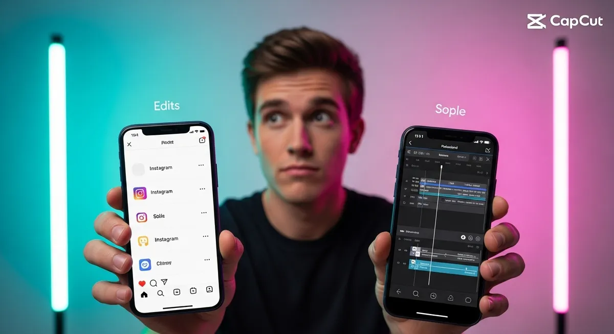 Jovem compara dois celulares com aplicativos de edição