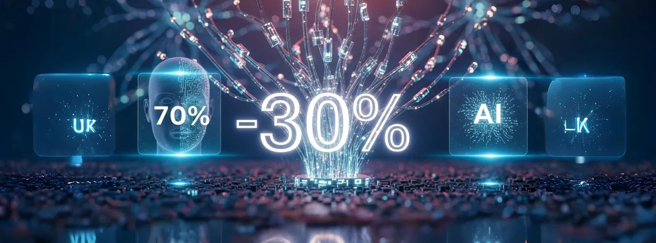 Arte futurista com desconto de trinta por cento e elementos de IA