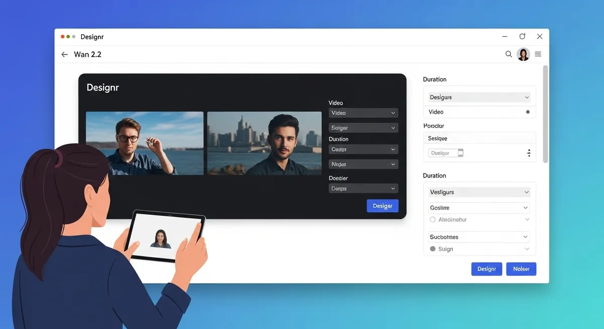 Mulher usando tablet para editar vídeos em interface moderna