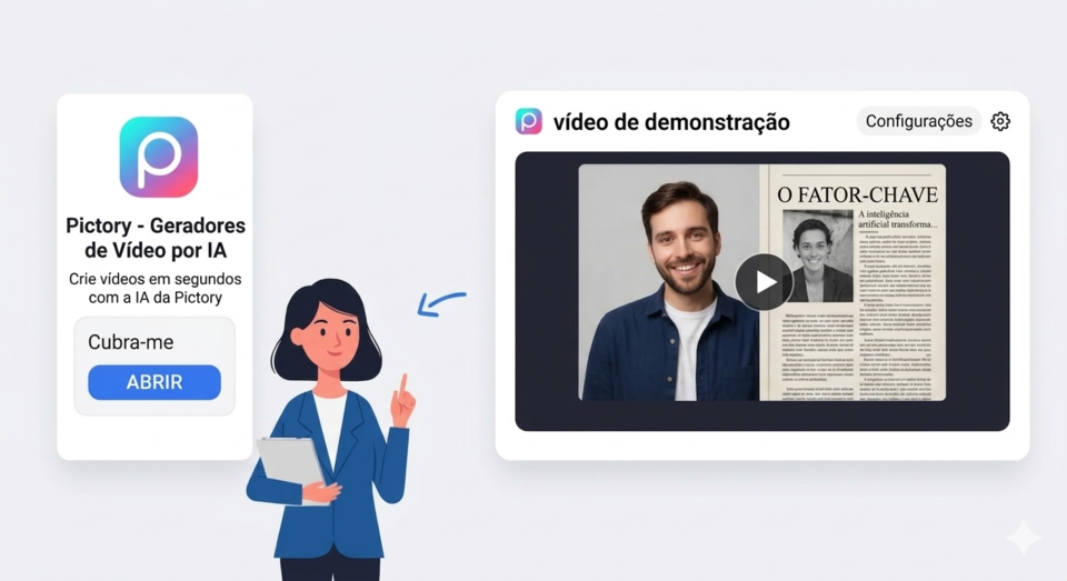 Plataforma Pictory mostrando vídeo de apresentador online