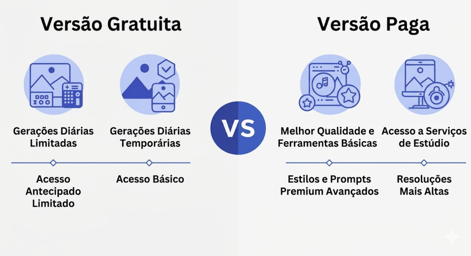 Comparação entre versão gratuita e paga em gráfico ilustrado