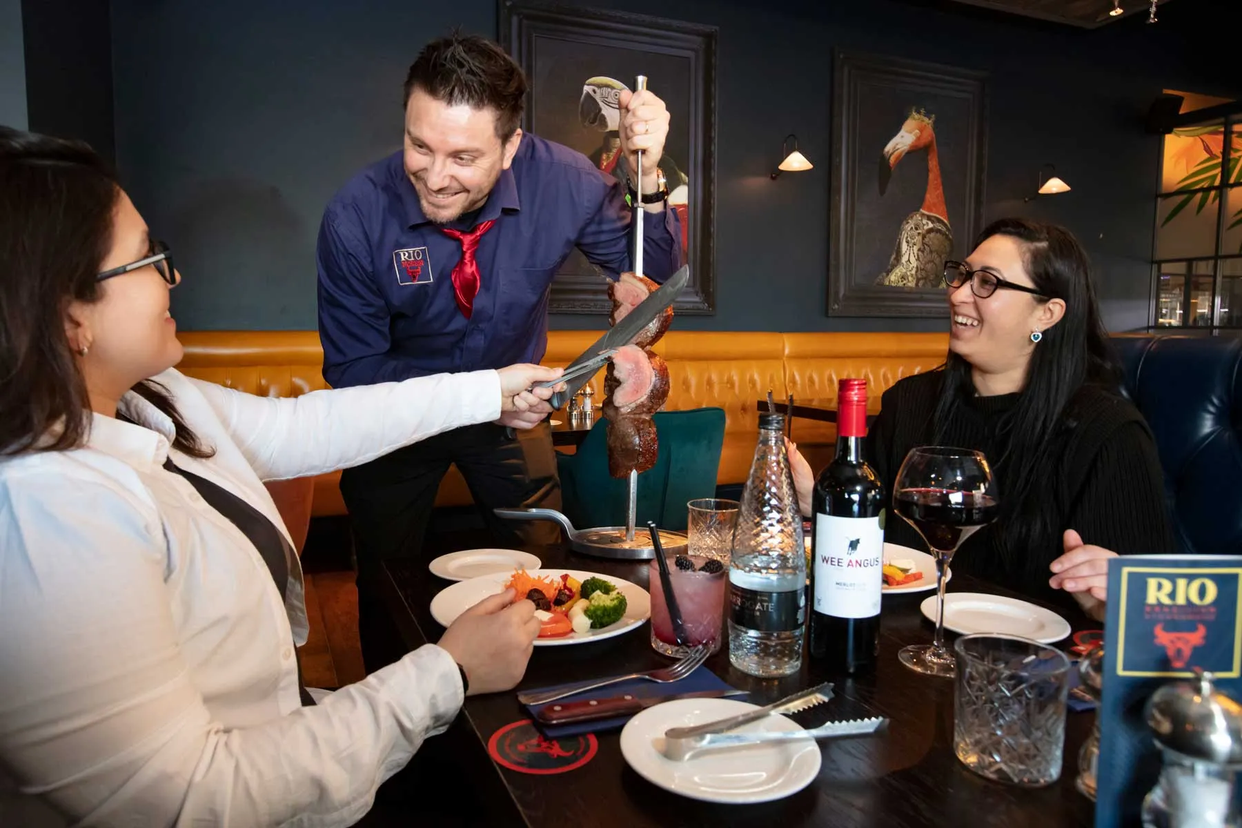 Rodizio steak cuts carved at table in Rio Steakhouse Middlesbrough