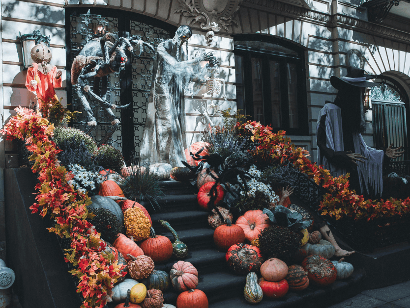 A festive and spooky Halloween porch in New York City