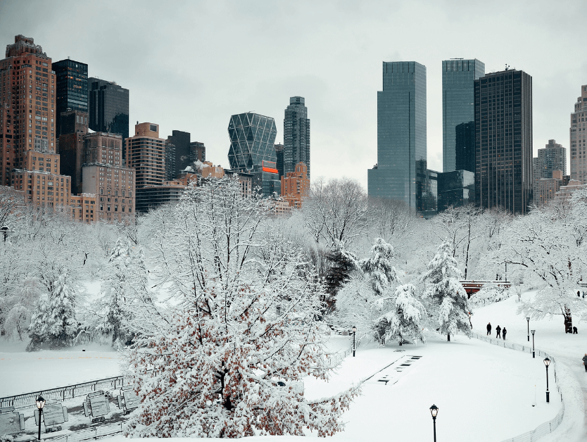 New York City, Central Park covered in snow