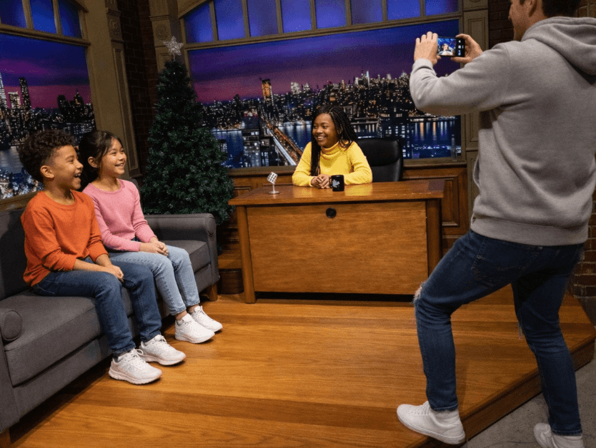 A family enjoying the RiseNY exhibit