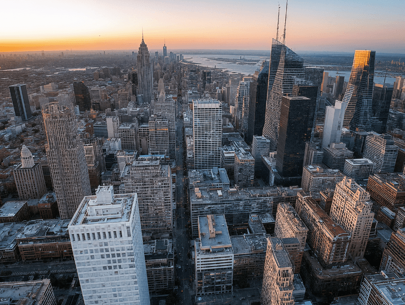 A skyline shot of midtown Manhattan