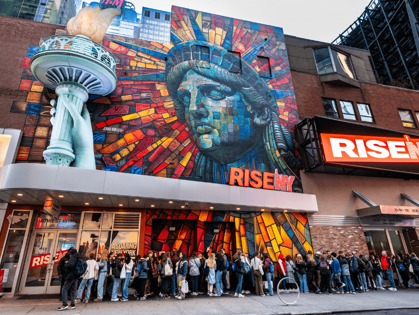 The outside facade and mural of the RiseNY building