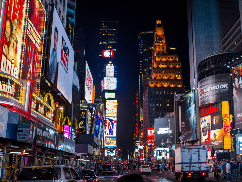 A picture of Times Square, specifically Broadway in New York City