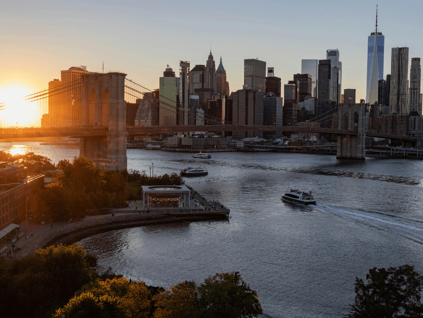 A sunset over the Hudson River
