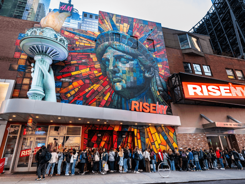 The outside facade and mural of the RiseNY building