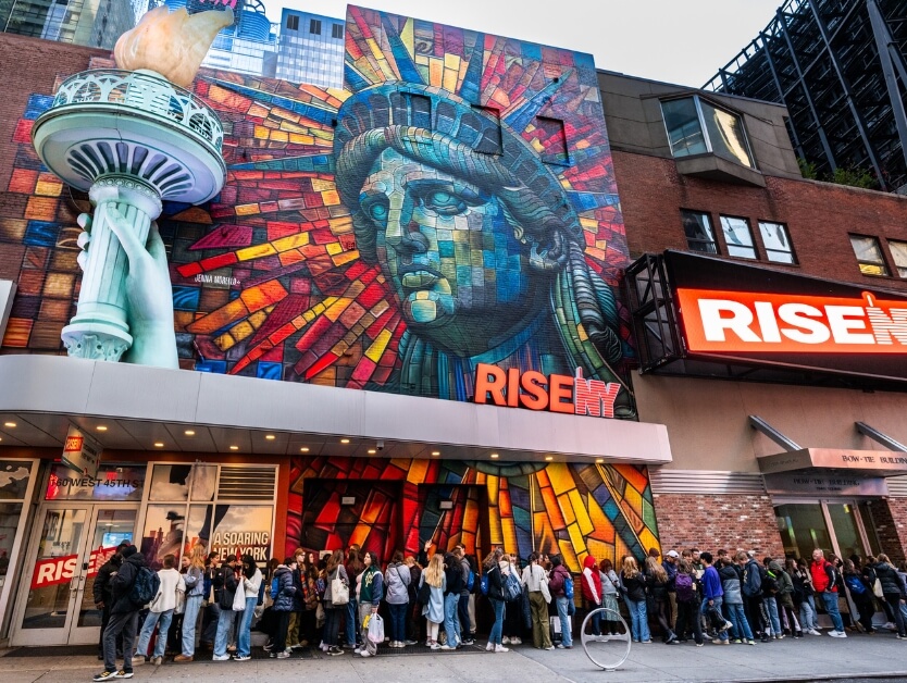 The outside facade and mural on RiseNY