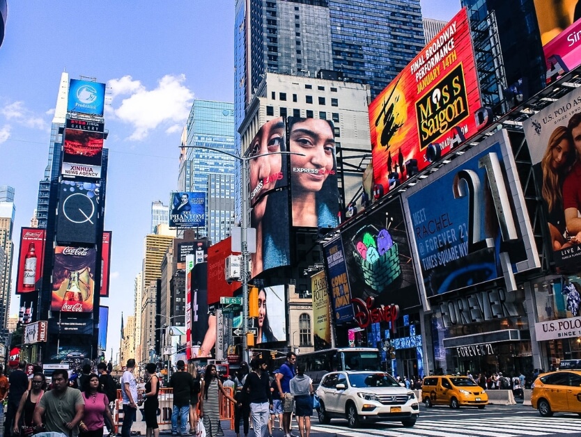 An image of a bustling Times Square in New York City