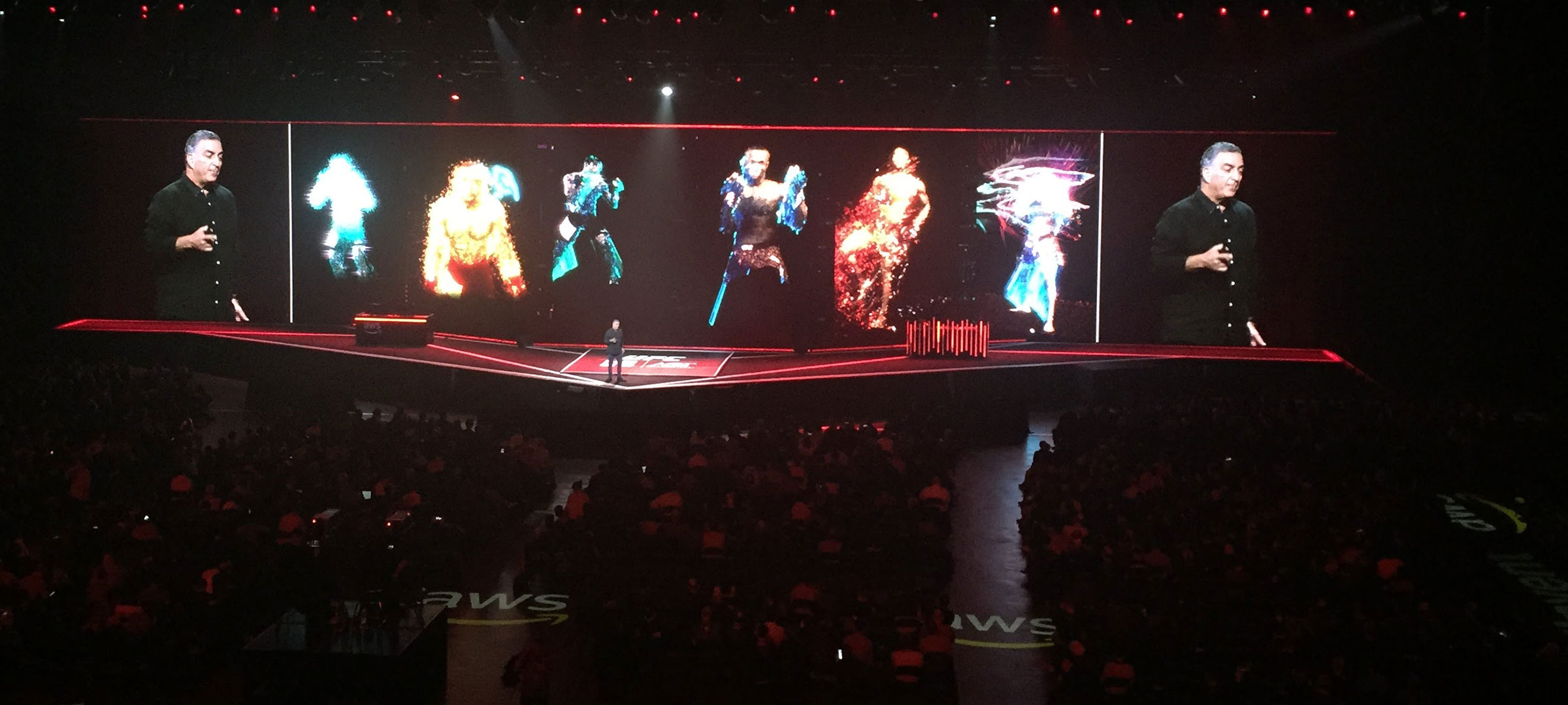 Digital avatars synced to live UFC fight at HEED AWS keynote