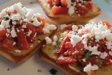 PHOTO OF BRUSCHETTA AND A LINK TO ITALIAN CATERING MENU OPTIONS