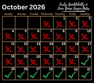 arkansas specklebelly goose season dates october 2026