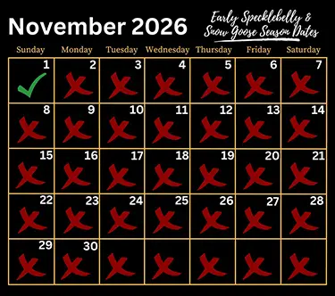 arkansas specklebelly goose season dates november 2026