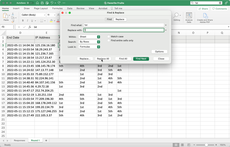 Find and Replace in Microsoft Excel