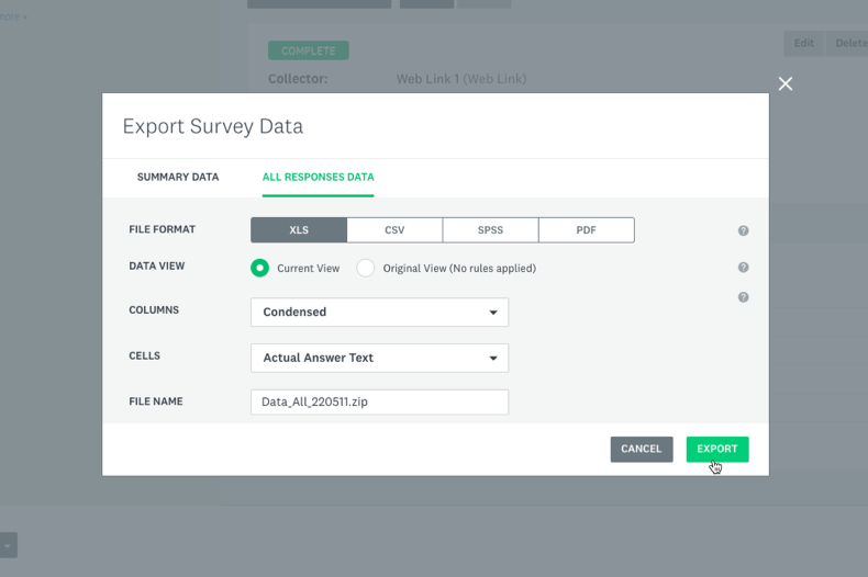 SurveyMonkey data export