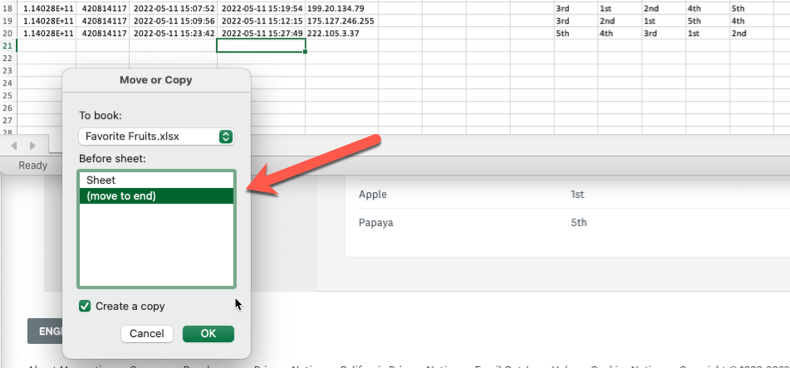 Duplicate sheet in Excel