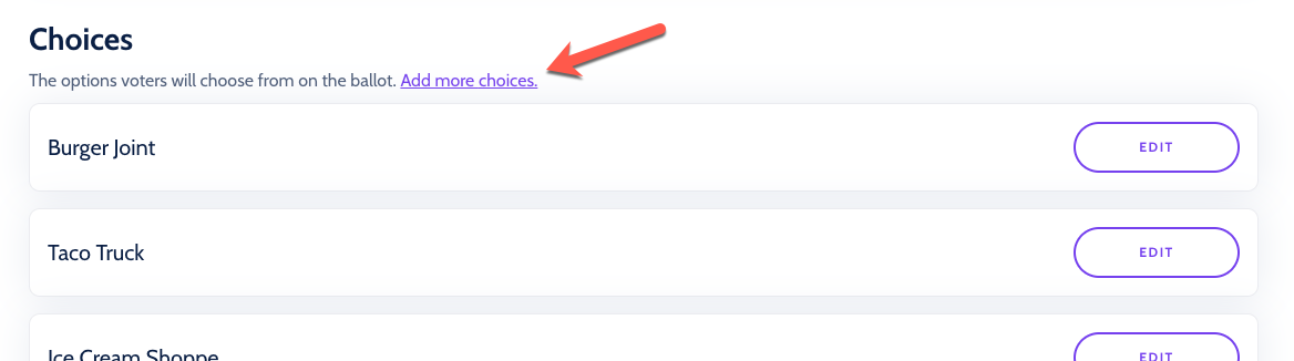 Add more choices from the details page