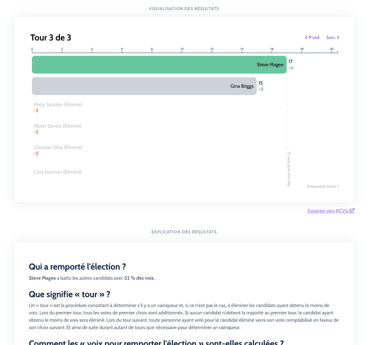 Results Page in French