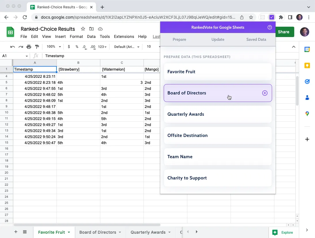 Chrome Extension for Google Sheets