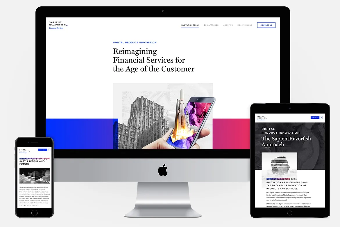 SapientRazorfish responsive landing page on different screen sizes