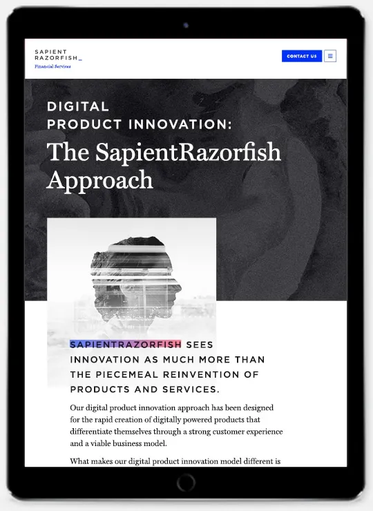 Landing page section on a tablet, 5 of 8