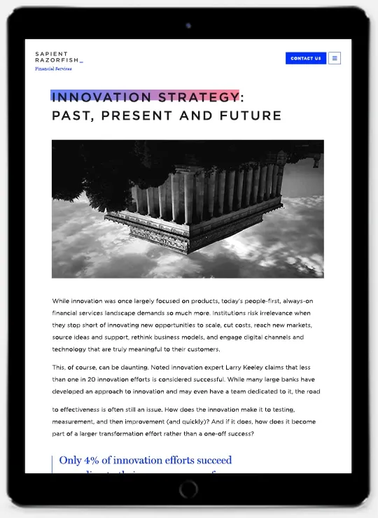Landing page section on a tablet, 3 of 8