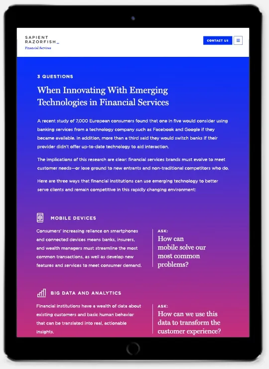 Landing page section on a tablet, 4 of 8